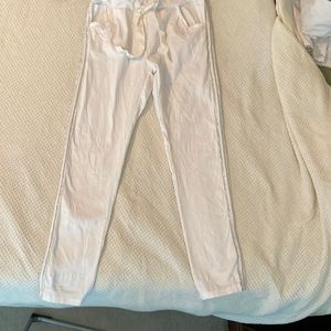 Italian white jegging with silver stripes, size small
